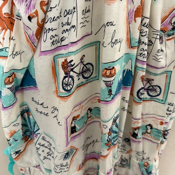 NWT Munki Munki Women's M One Piece Cami Shorts Romper PJ w/ Postcard Print - Picture 4 of 8